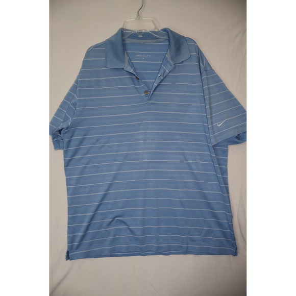 Nike Other - Nike Golf Mens‎ Dri-FIT Polo Shirt Light Blue Striped Short Sleeve Size Large